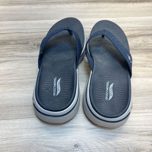 Skechers GOwalk Arch Fit Rhinestone Thong Sandals Navy Size 10 140228 - Picture 5 of 10